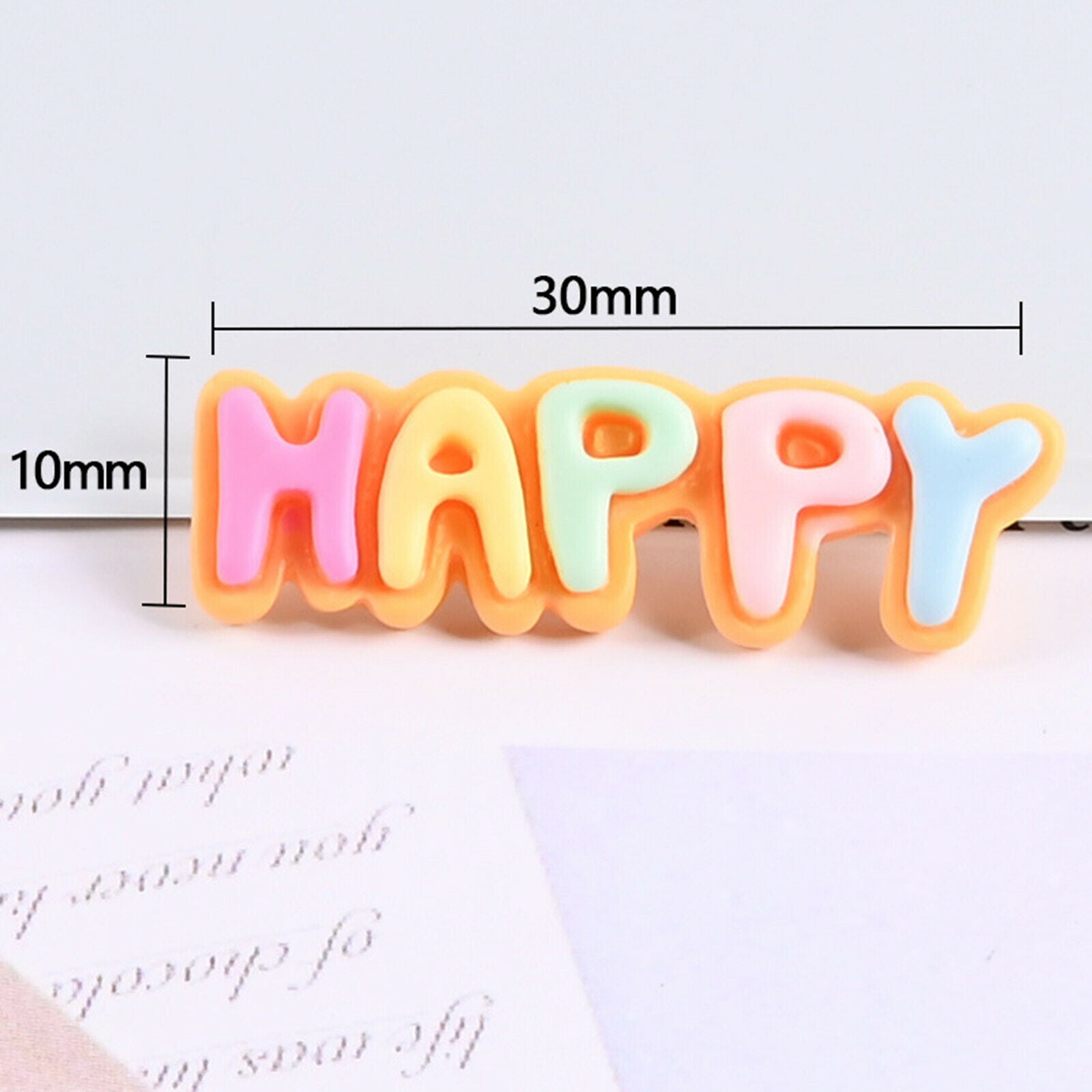 50x Happy Letter Flatback Charms Beads Embellishment Jewelry Making Decor