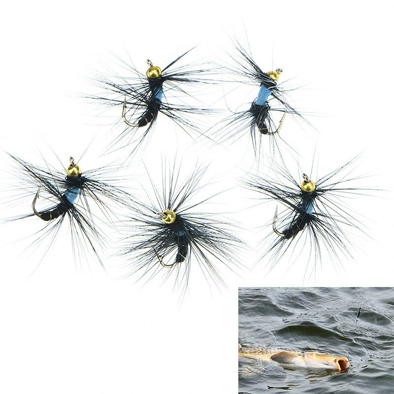 5pcs 10# fly nymph pheasant herl winged may fly trout perch fly fishing fli Qx