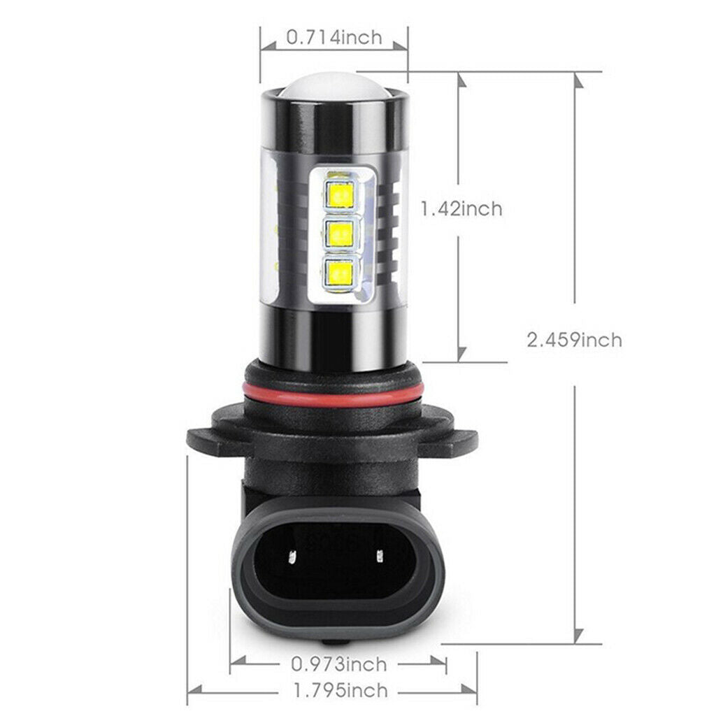 2 Pcs LED Bulb H10 80W 6000K Fog Lamp Universal Car