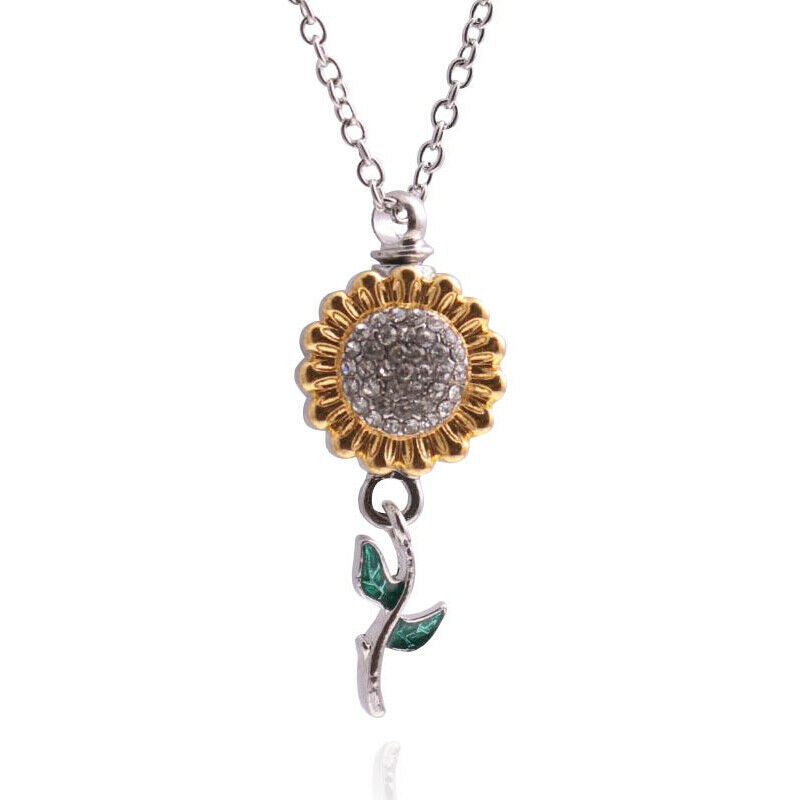 Cremation Pendant Sunflower Necklace Keepsake Urn Necklace For Ashes Jewelry Tt