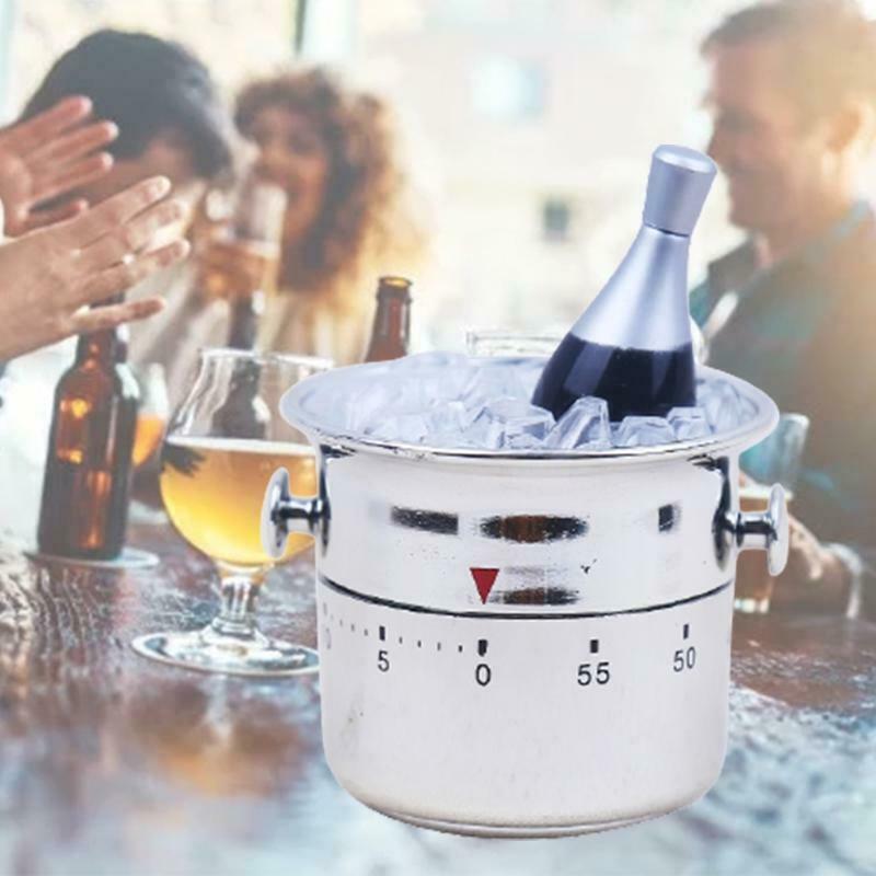 Ice Bucket Shaped Kitchen Timer 60 Minutes Mechanical Wind-Up Time Reminder Tool