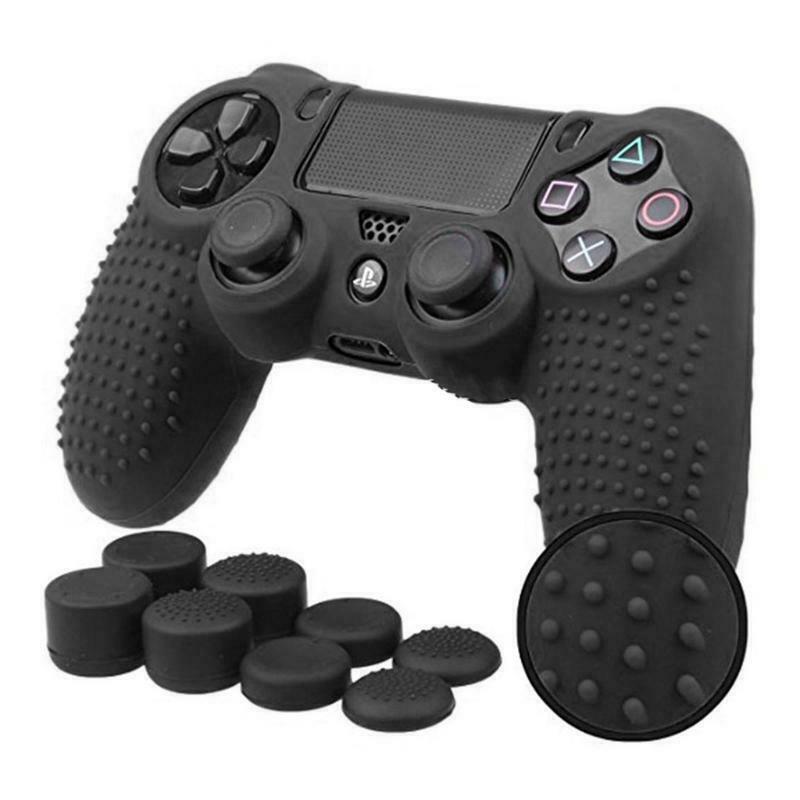 9-In-1 Anti-Slip Silicone Cover + 8 Thumbsticks Cap For PS4 Gamepad Controller