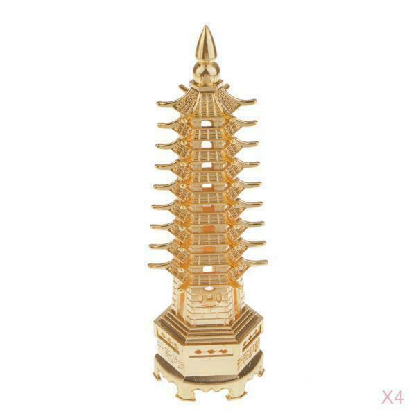 4pc Chinese Buddhism Temple Wenchang Buddha Tower Collectibles Home Decor