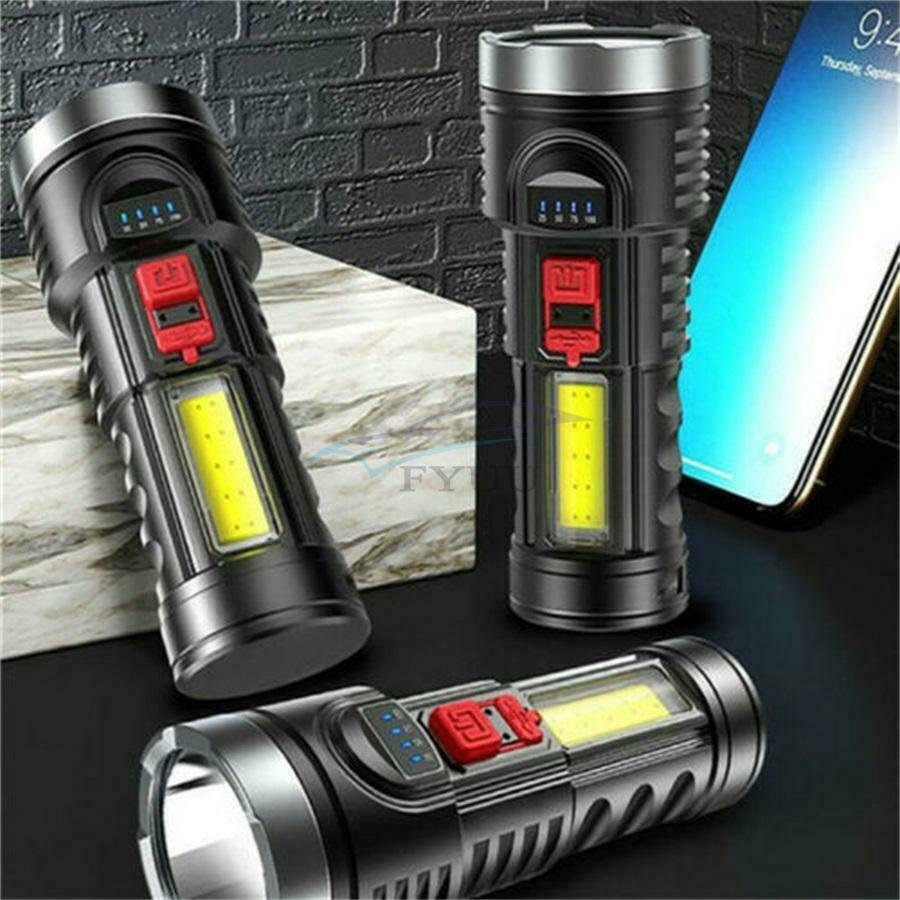 Waterproof 4 Lighting Modes Indication Flashlight With Micro USB Charging Cable