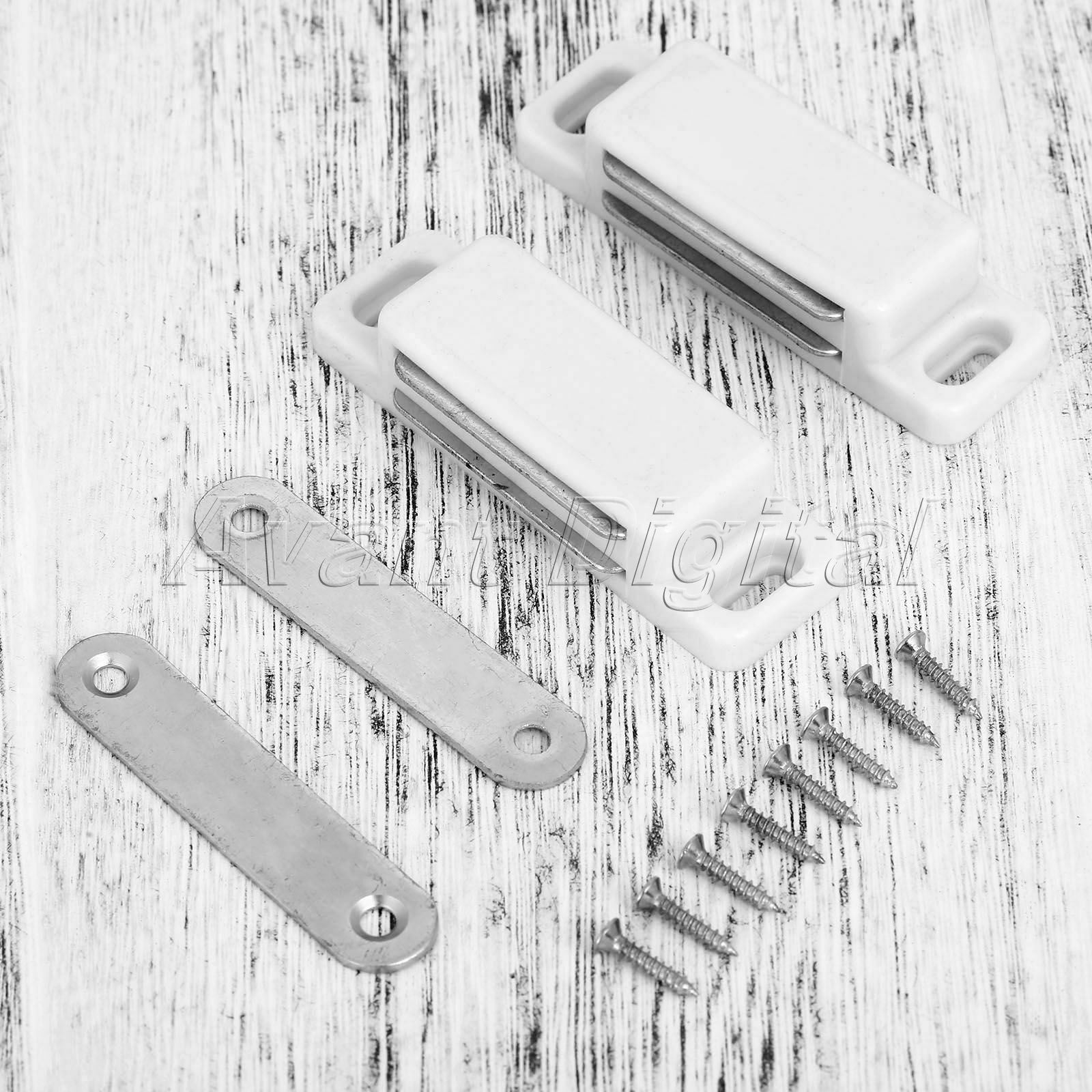 New 2x Magnetic Cupboard Door Catch Strong Furniture Cabinet Latches & Screws