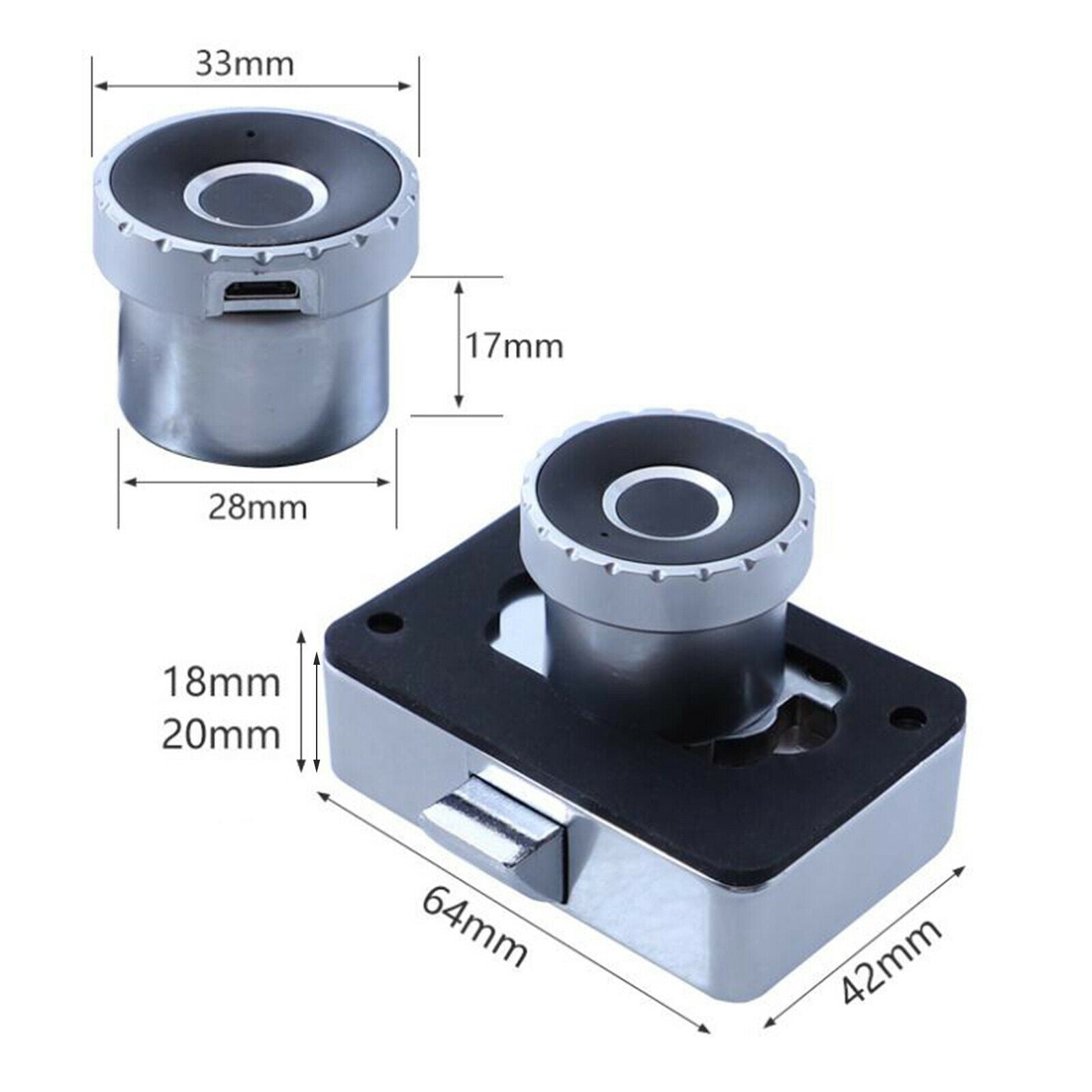 Fingerprint Lock Cabinet Door 2-in-1 with Key Lock Kit for Home Office