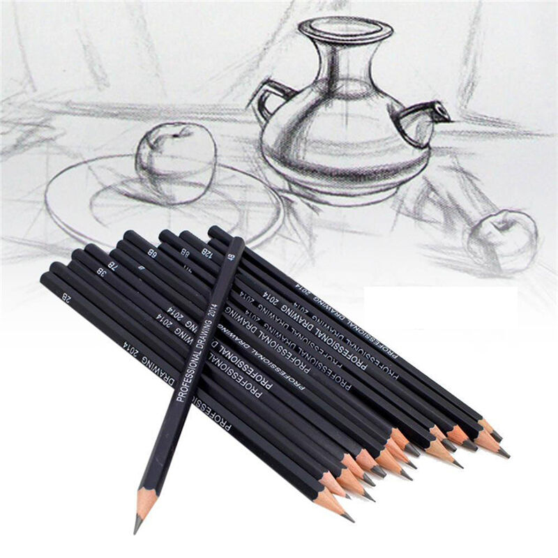 Set Of 14 Sketch Art Drawing Pencil Sketching Oil Base Artist Sketch Soft *u SJ