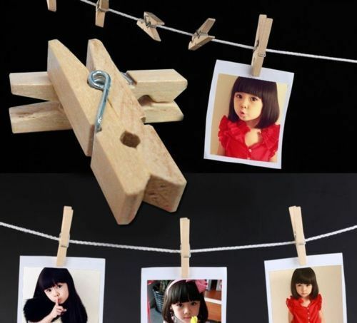 50pcs Mini Natural Wooden Clothe Photo Paper Peg Clothespin Craft Clips 25mm