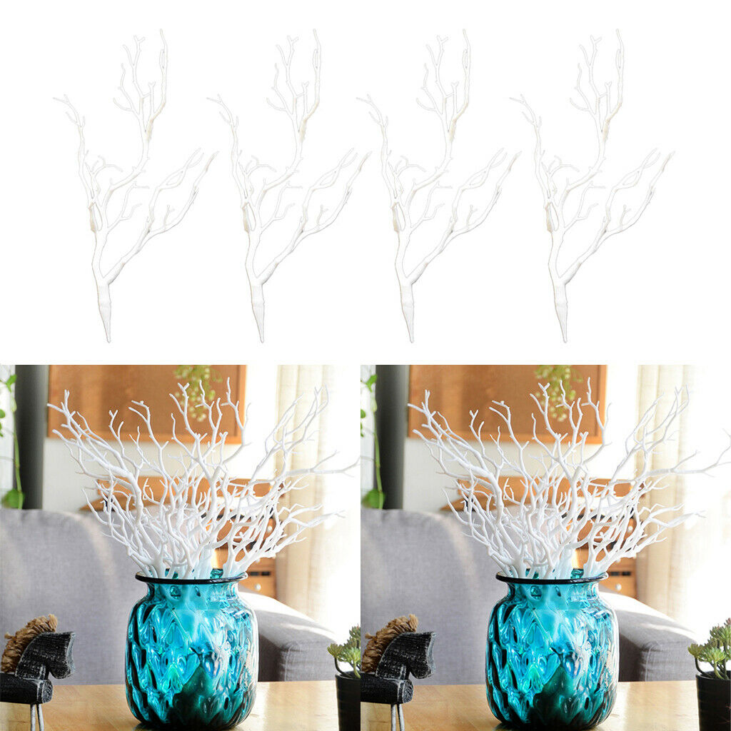 4x Artificial Simulation Branch Branch for Flower Arrangement White