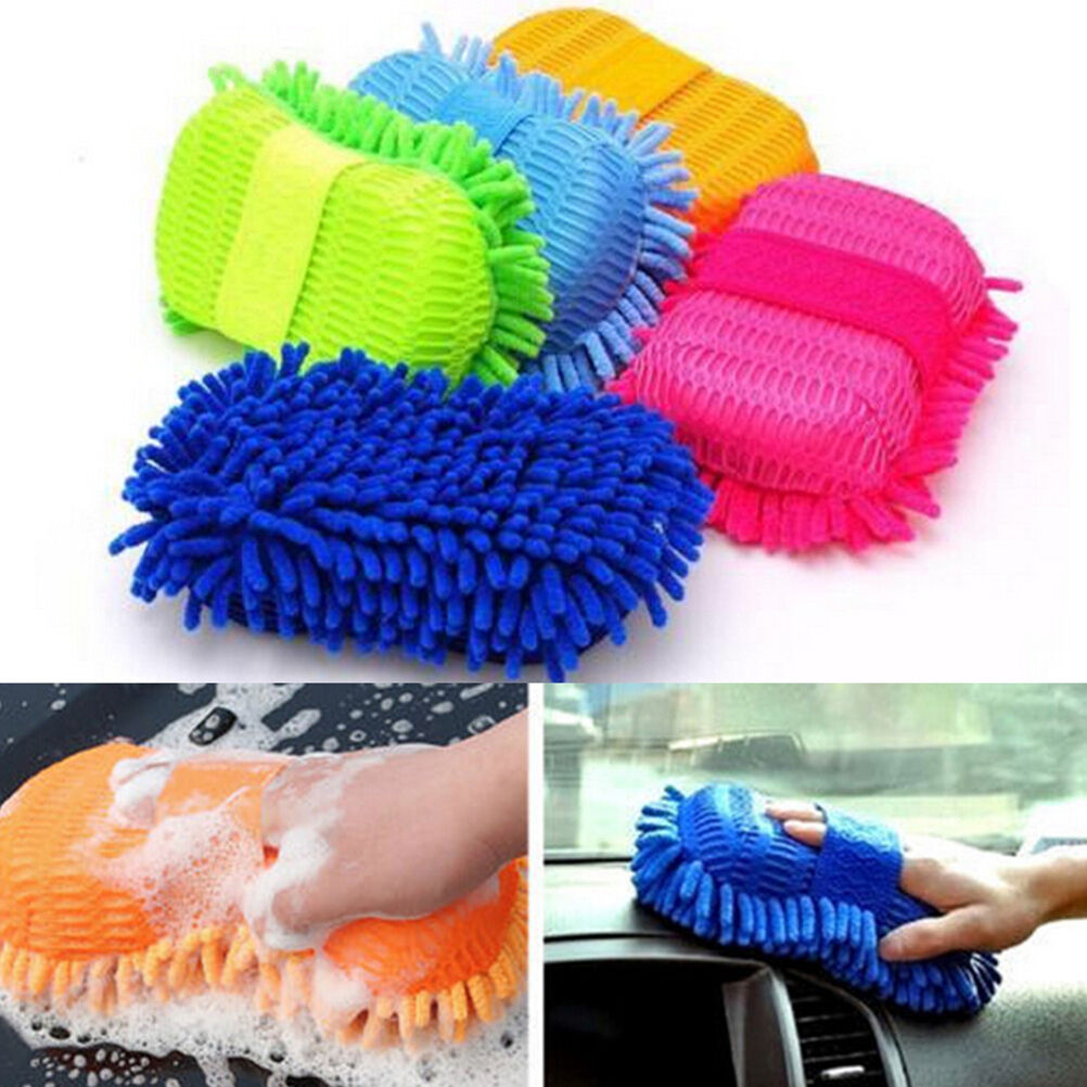Microfiber Chenille Car Vehicle Care Washing Brush Sponge Pad Cleaning Too.l8