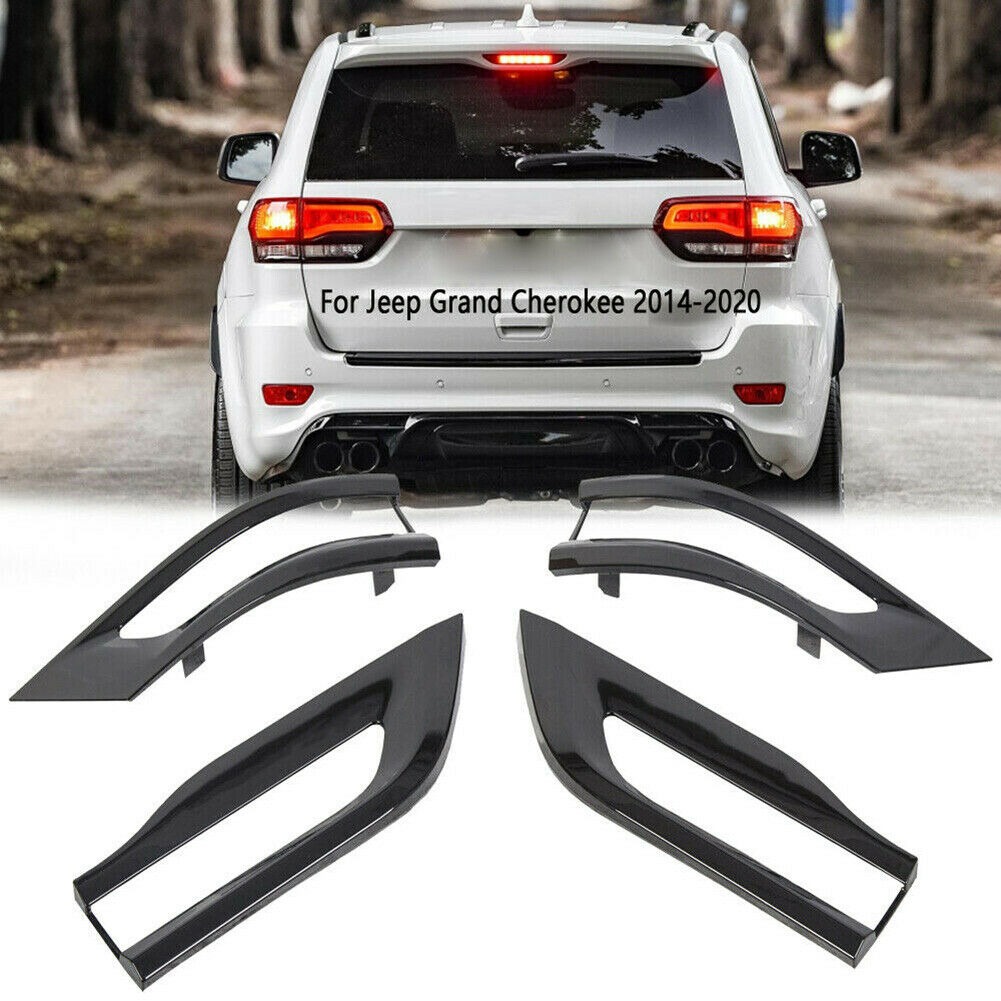 For 2014-2021 Jeep Grand Cherokee Gloss Black Tail Light Lamp Cover Trim Bezel