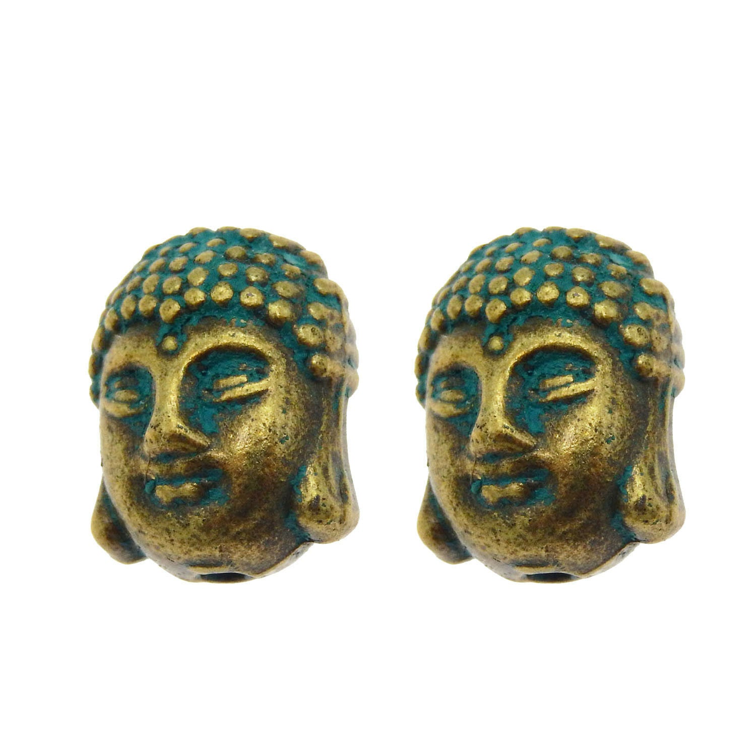 15 Retro Patina Buddha Head Loose Spacer Bead for Bracelet Necklace Craft 11x8mm
