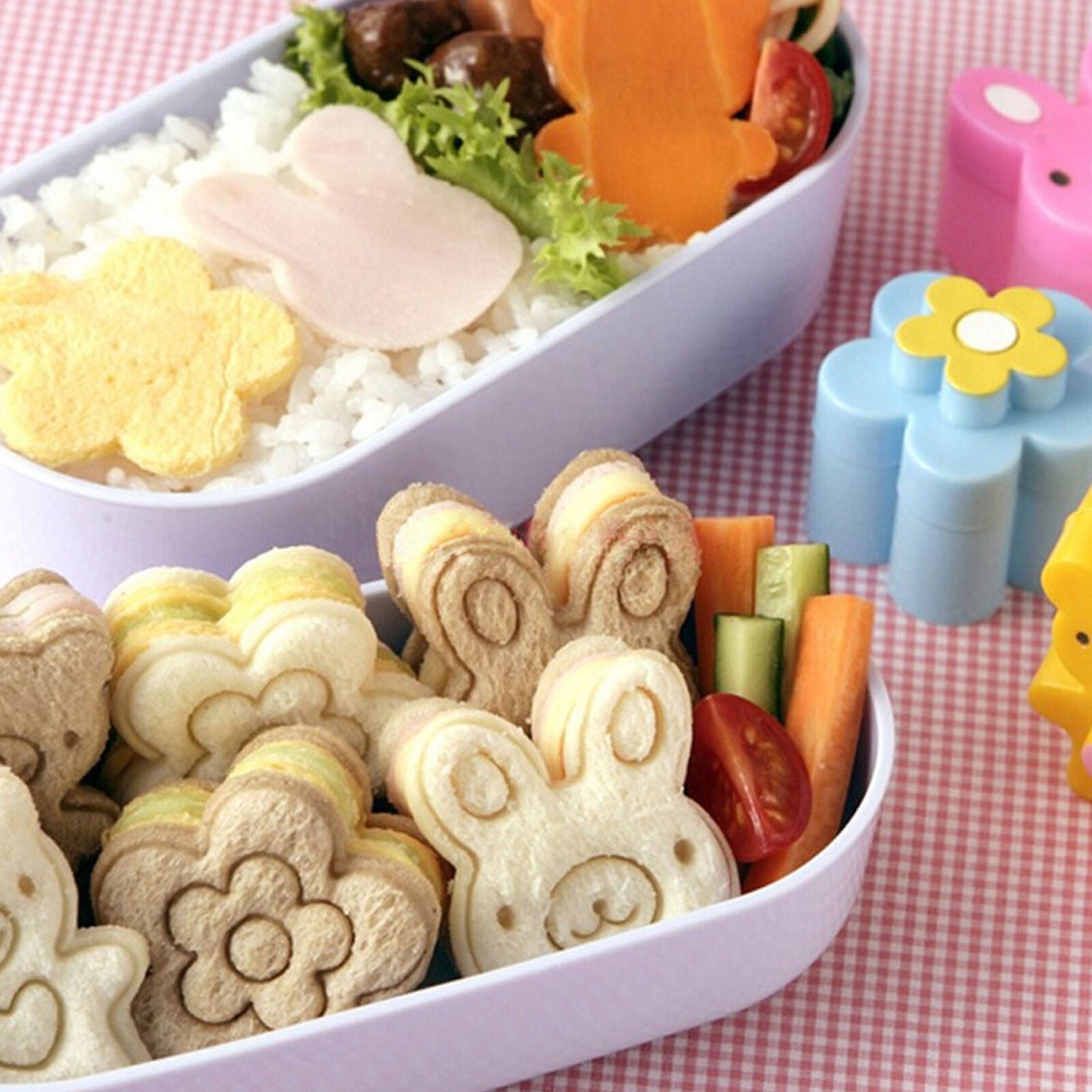 3X Sandwich Toast Crust Cookie Cutter Bread Mold Bento Maker Rabbit Panda Flower