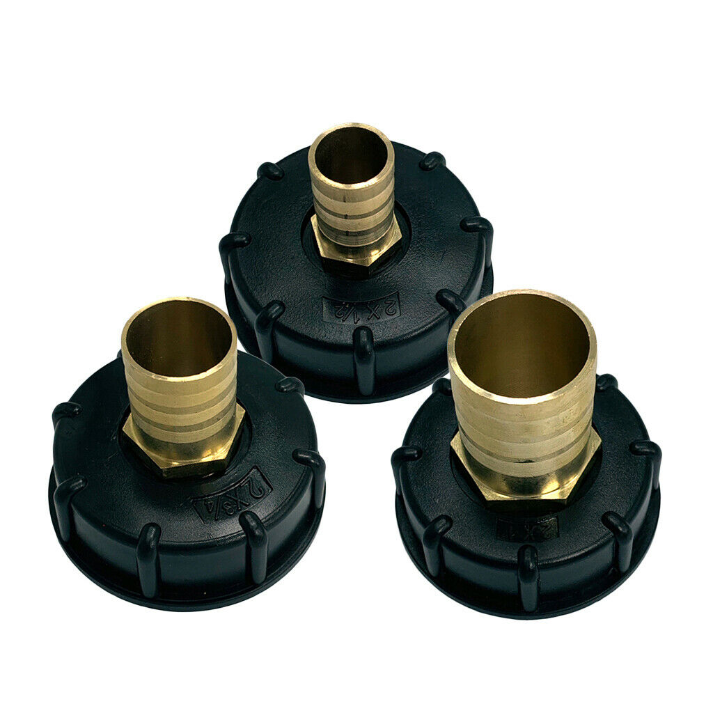 3x IBC 1000L Water Tank Connector 1/2" 1" 3/4" Brass Hose Adapter Parts