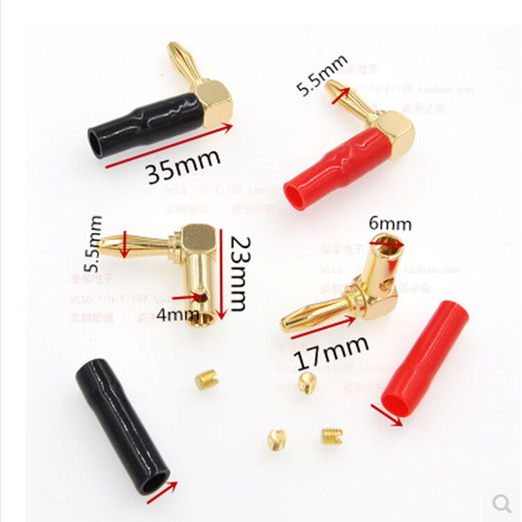 1 Pair Speaker Banana Plugs L - 90 Degree
