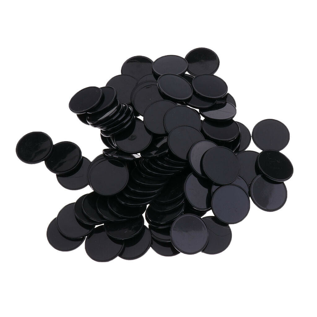 100 Pieces Round Poker Card Bingo Chips Tokens Chips Markers Black 25mm