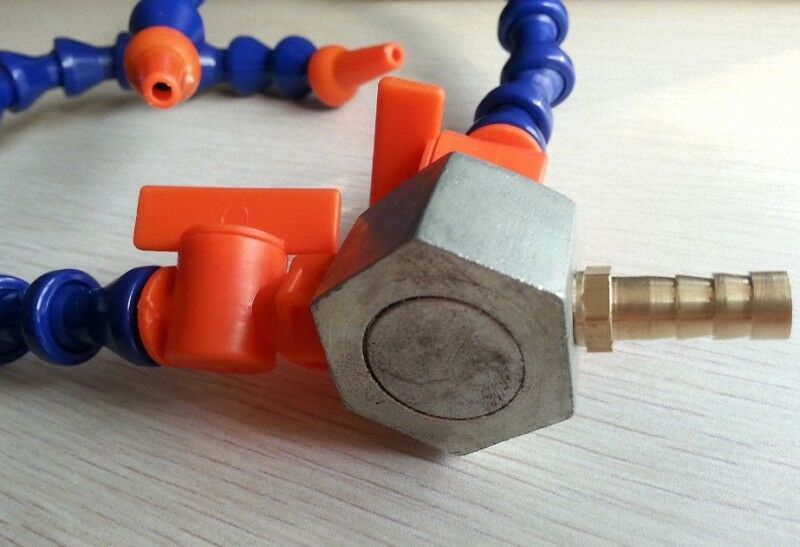 New Dual Coolant 1/4" Hose With Valve On Magnetic Base for Milling