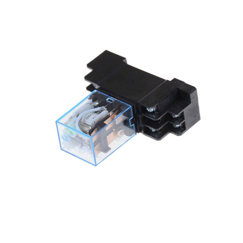 12V DC Coil Power Relay LY2NJ DPDT 8 Pin HH62P JQX-13F With Socket BaseB^ji SJ