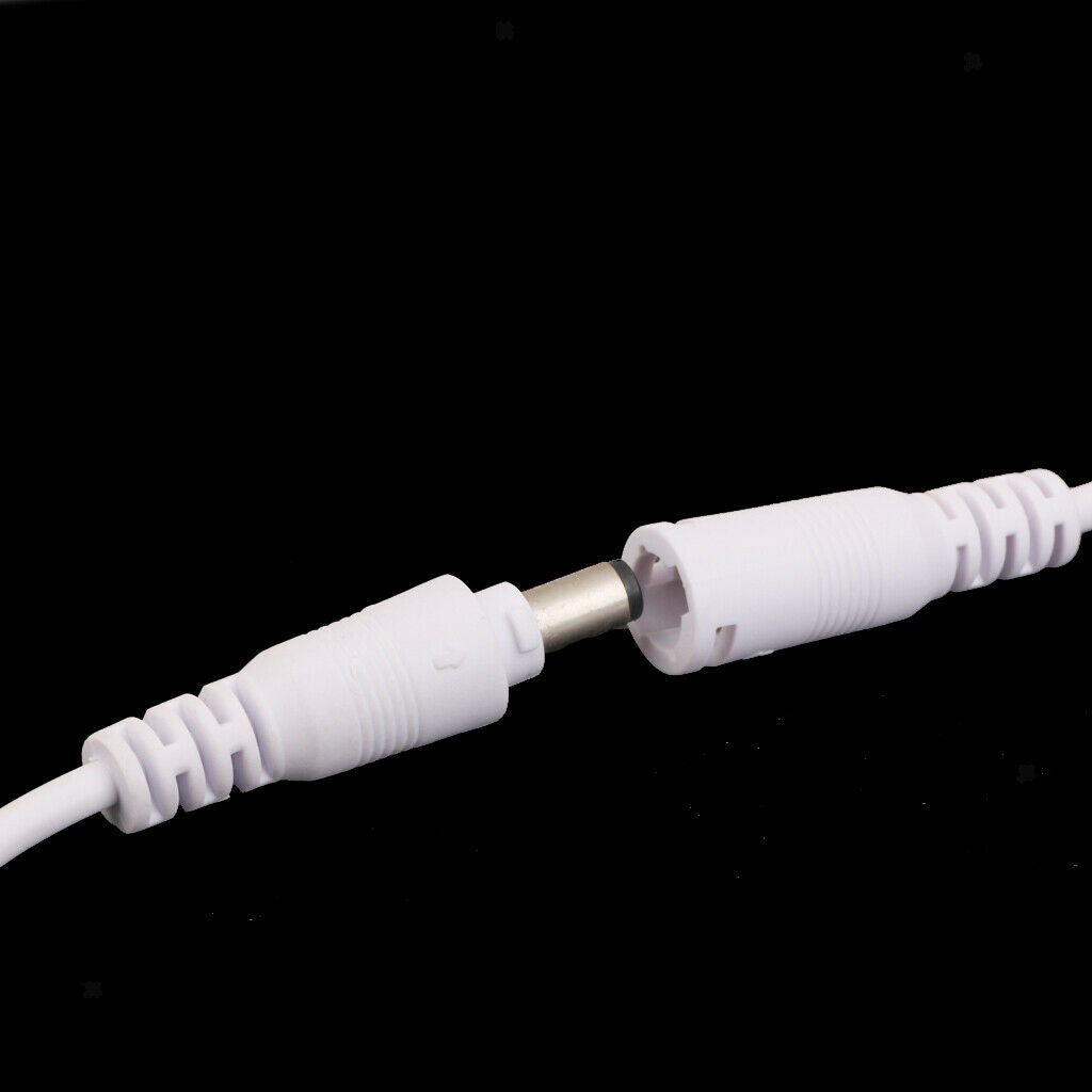 DC 5.5X2.1 Female Male Adapter Cable Wire for CCTV Camera Monitor 2pcs White