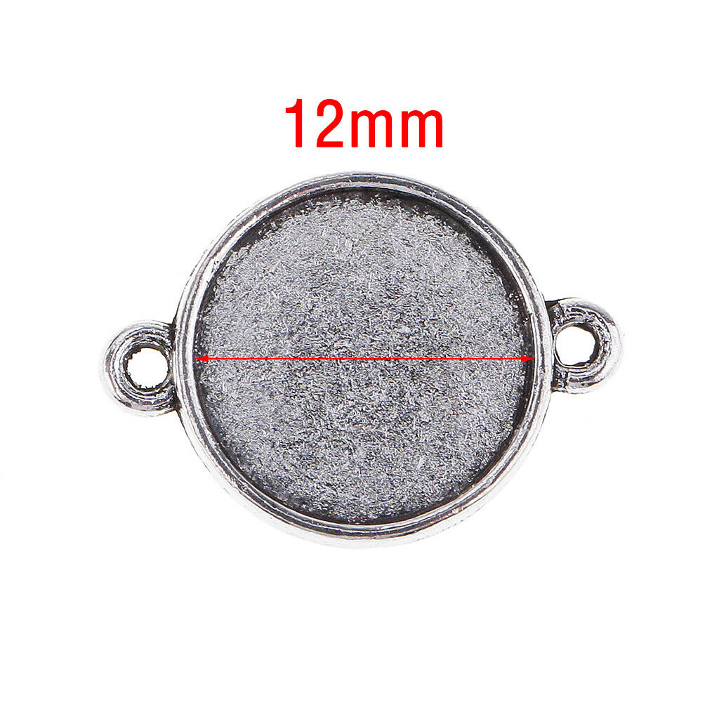 50pcs Blank Bezel Pendants Blanks Base Settings Tray for Jewelry Making 12mm