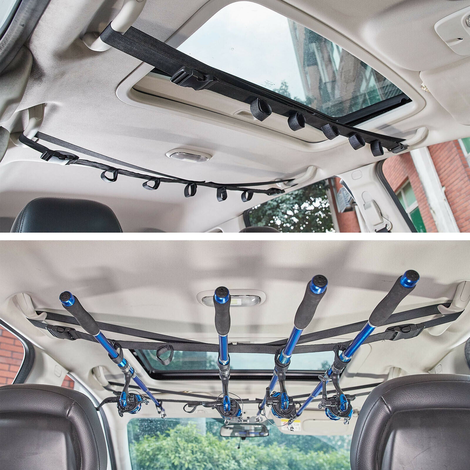 Fishing Rod Rack Holder Strap Storage Vehicle Rest Belt Carrier Tackle Tools