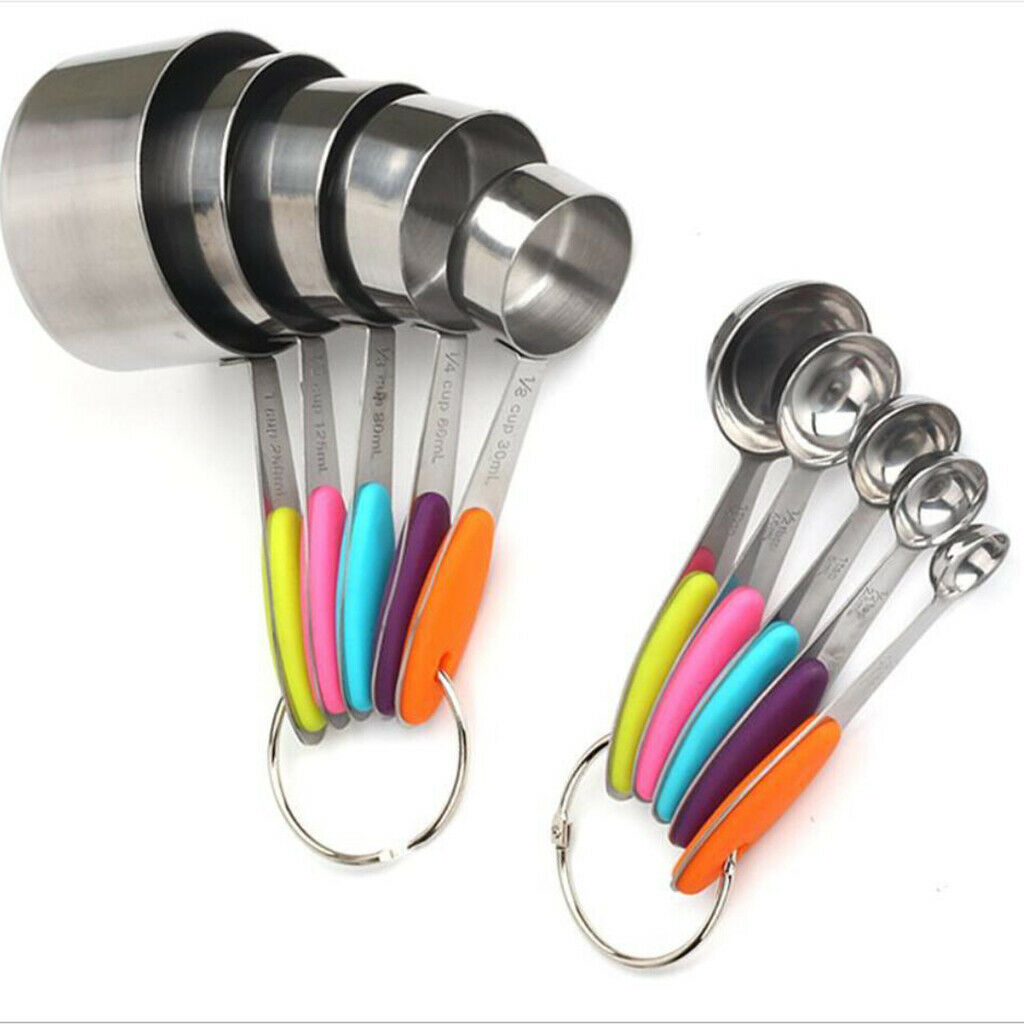 10Pcs Stainless Steel Measuring Cup Spoons Kitchen Baking Measuring Tool Kit