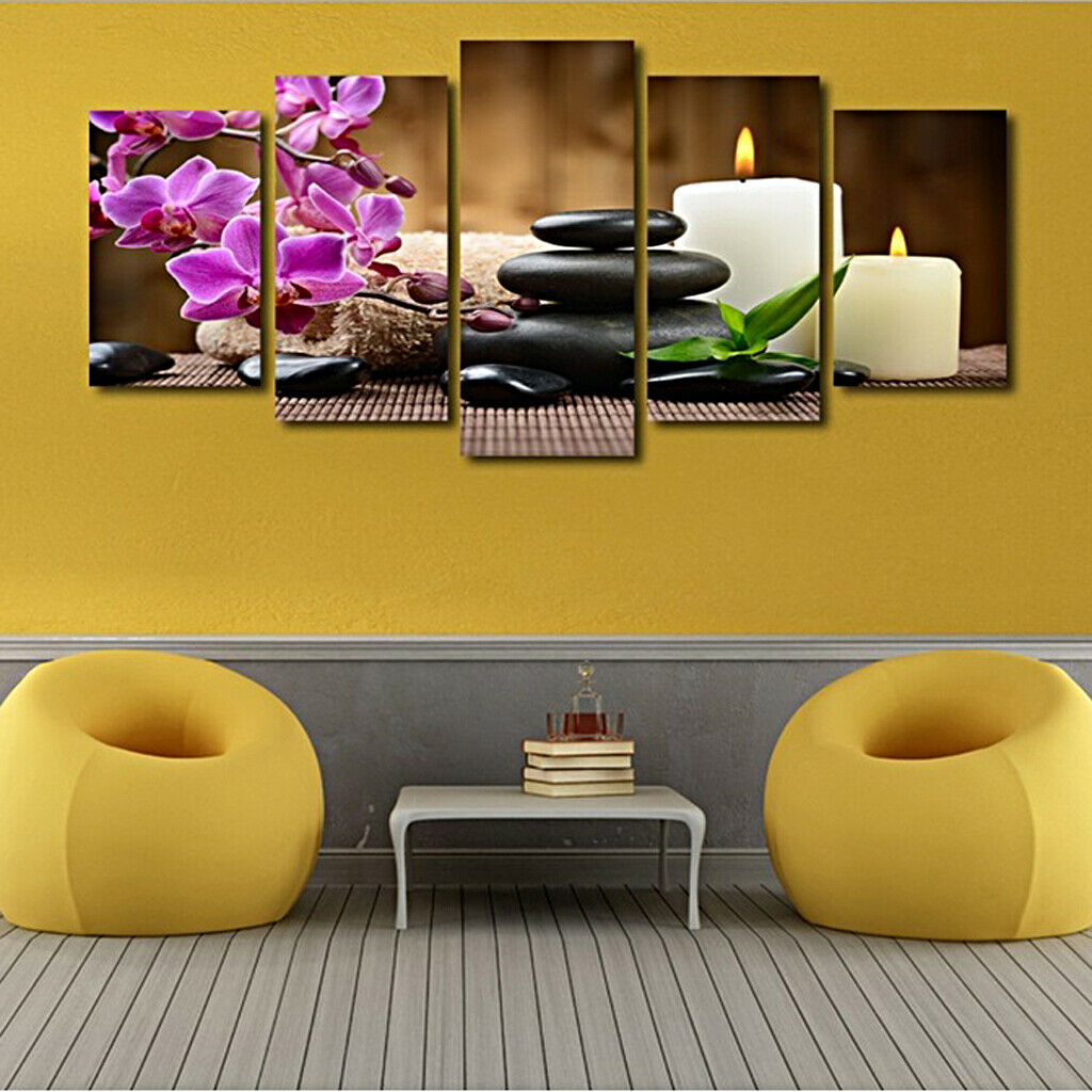 Abstract Oil Painting Canvas Printed Painting Pictures Set Of 5 CANDLE STONE