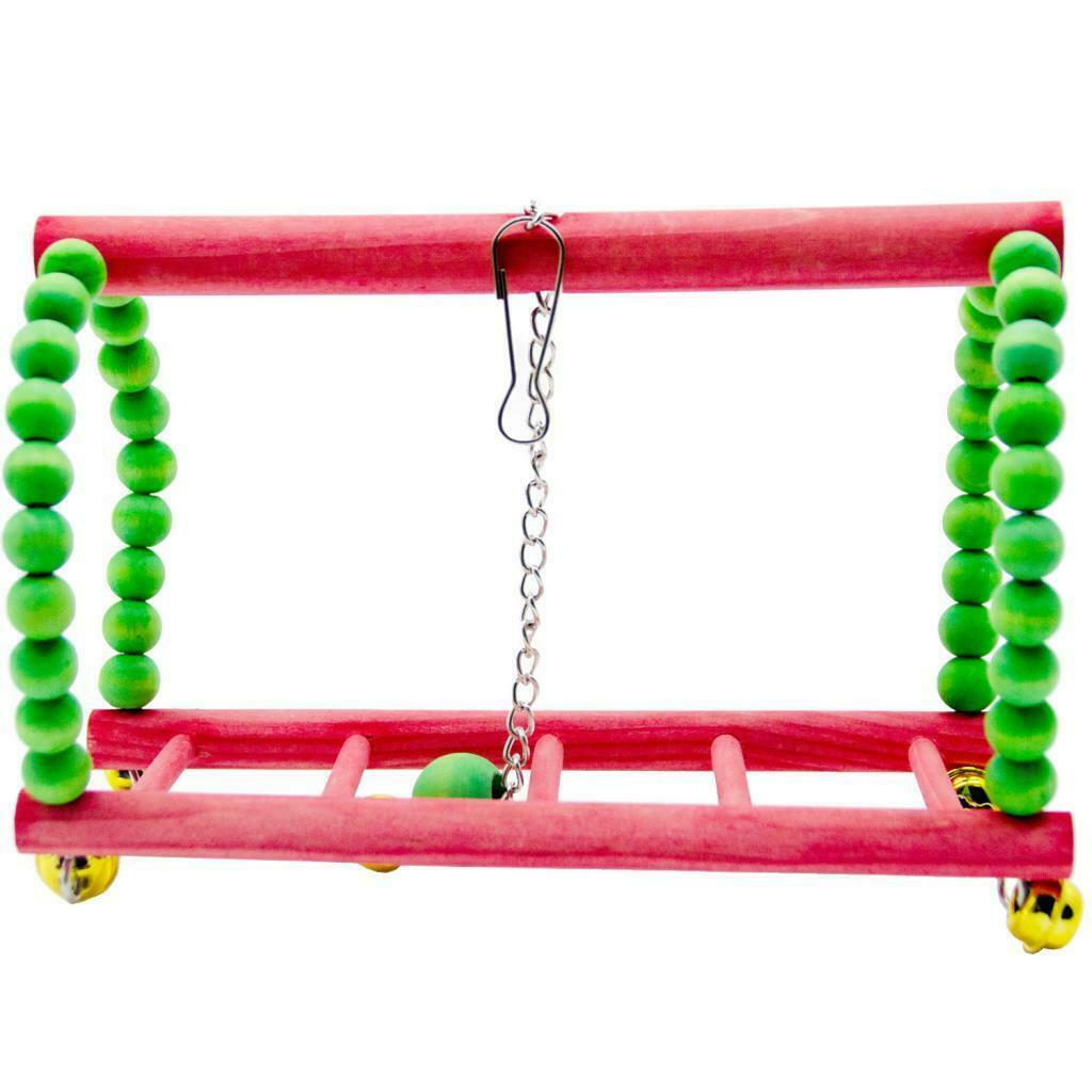 Bird Parrots Wooden Perch Cockatiels Ladder Swing For Small Birds Macaws