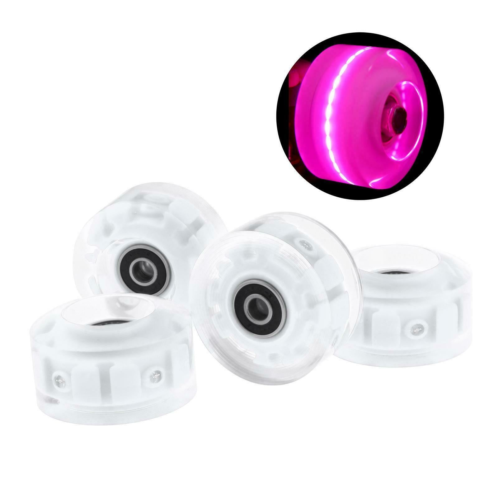 2X 4 Pack Roller Skate Wheels with Bearings for Double Row Skateboard Pink