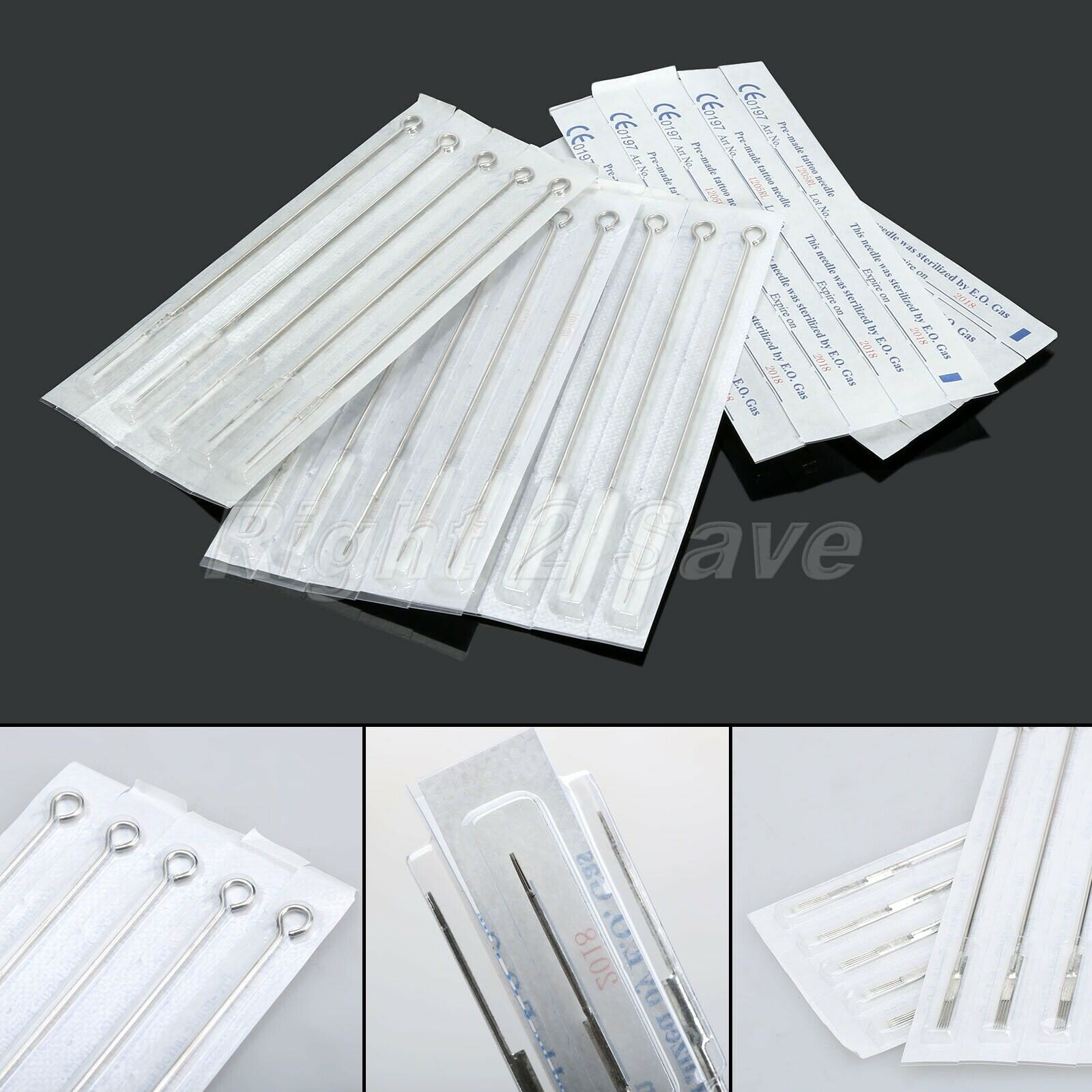50pcs 3RL+5RL+7RL+9RL+5RS Tattoo Needles Body Art Disposable Stainless Steel