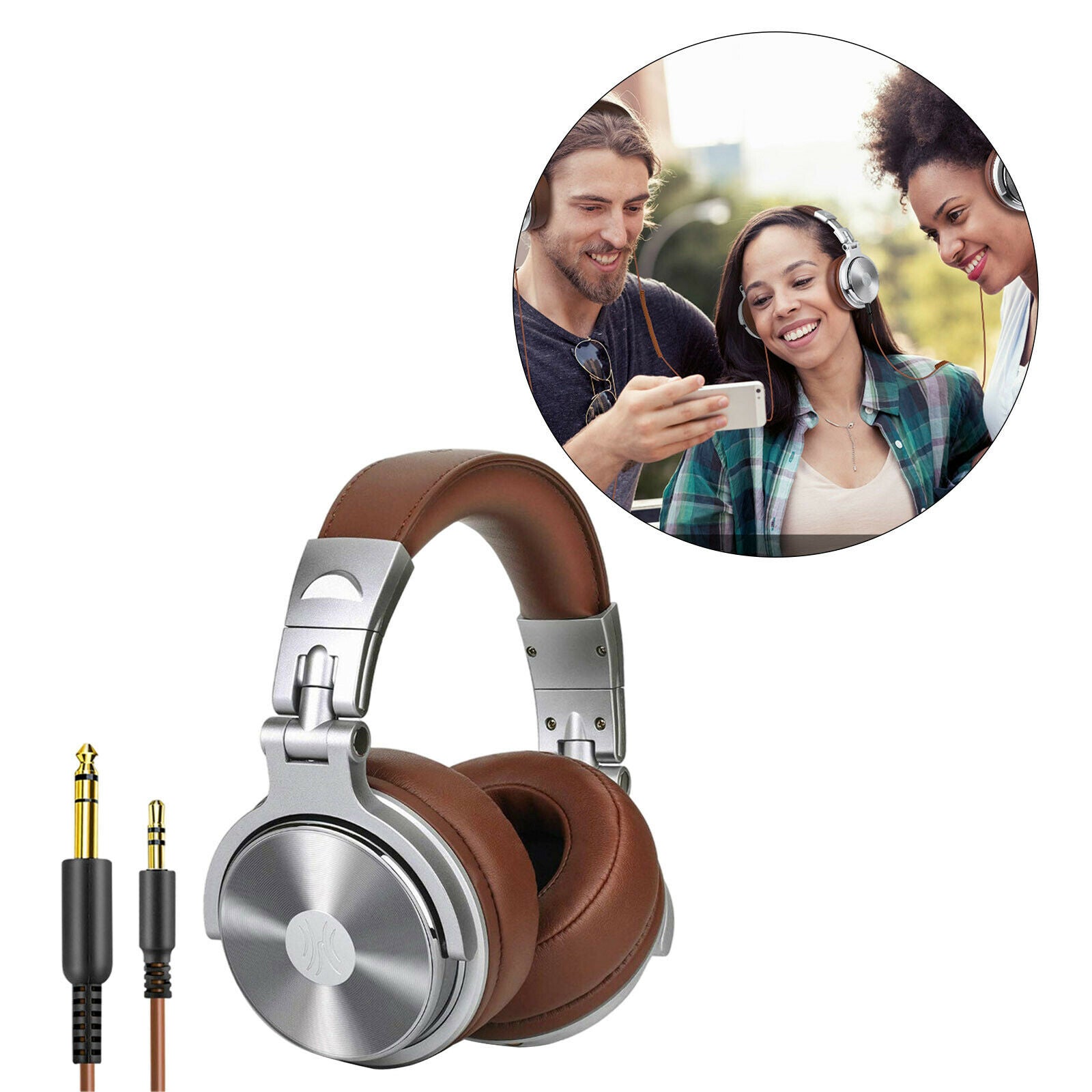 Over Ear Headphones Studio Monitor DJ Stereo Headsets with Mic 3.5mm 6.3mm
