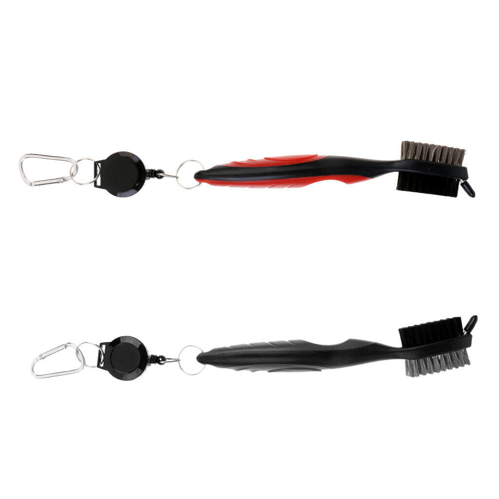 Two Sides Golf Club Brush Groove Cleaner Sharpener 1 Red + 1 Black