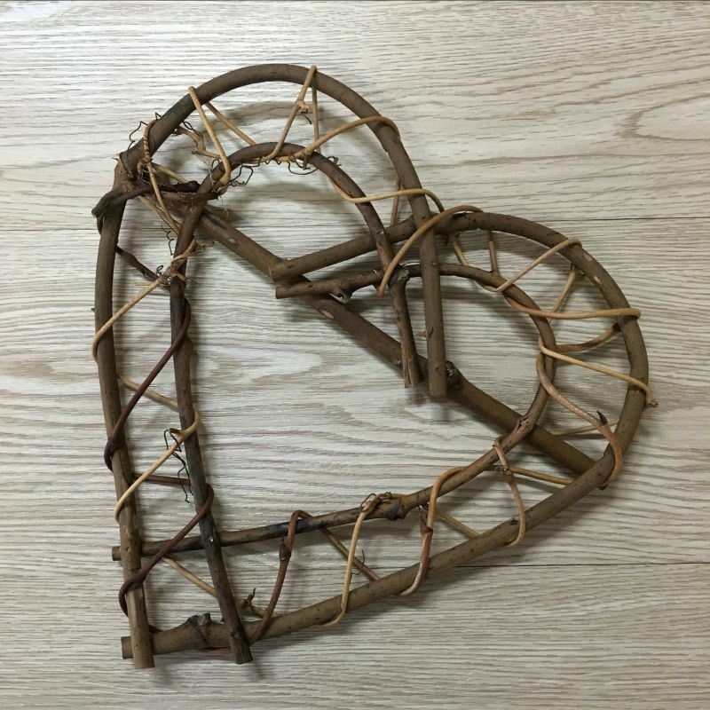 Christmas Rattan Garland Wreath Heart-shaped Pendant Hanging Tree Ornament DIY