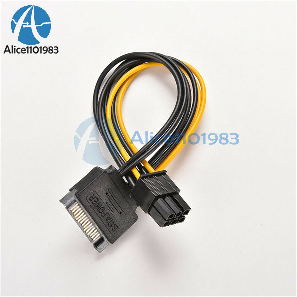SATA 15 Pin Male to 6 Pin PCI-Express PCI-E Card Power Adapter Cable 20cm Gift