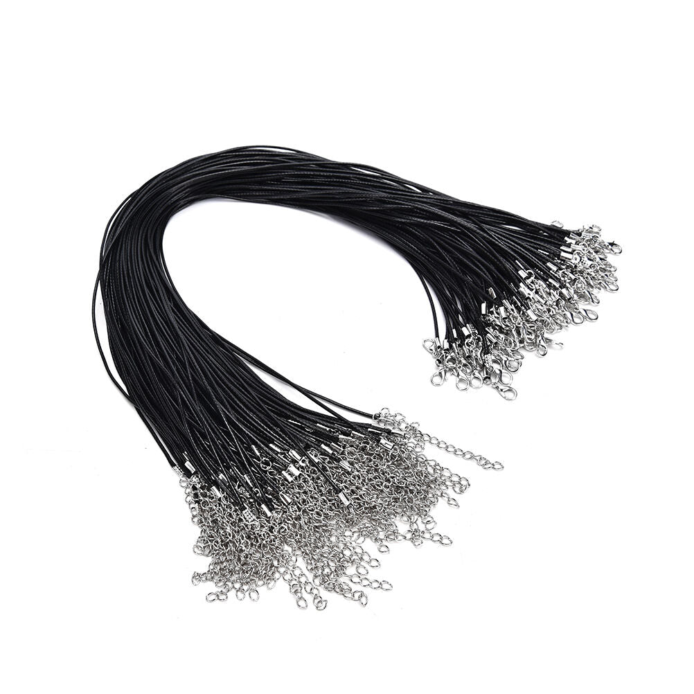 100x Wax Line Necklace Pendant Charms Cord Beads String Lobster Strap Rope  Rf