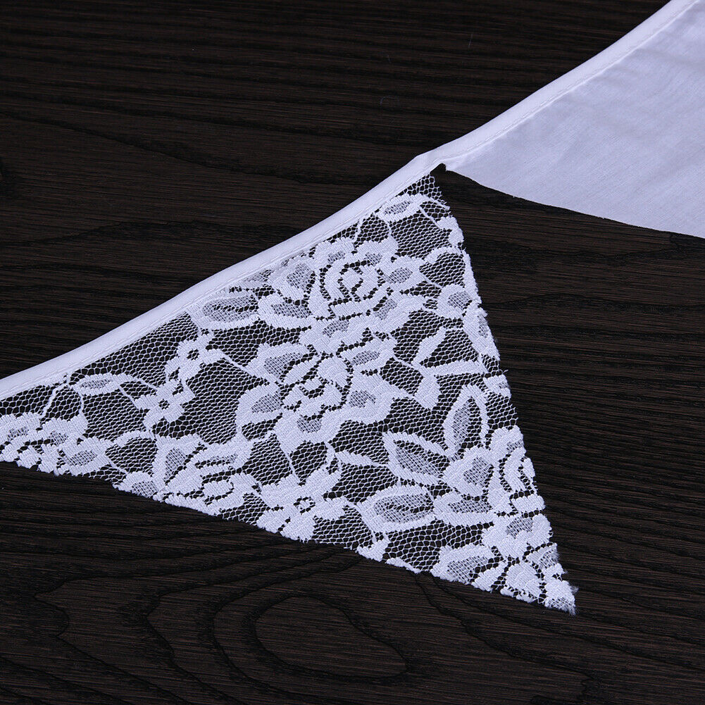 12 Flags Lace Rose Cotton Flag Banner Pennant Wedding/Birthday Party Decor @