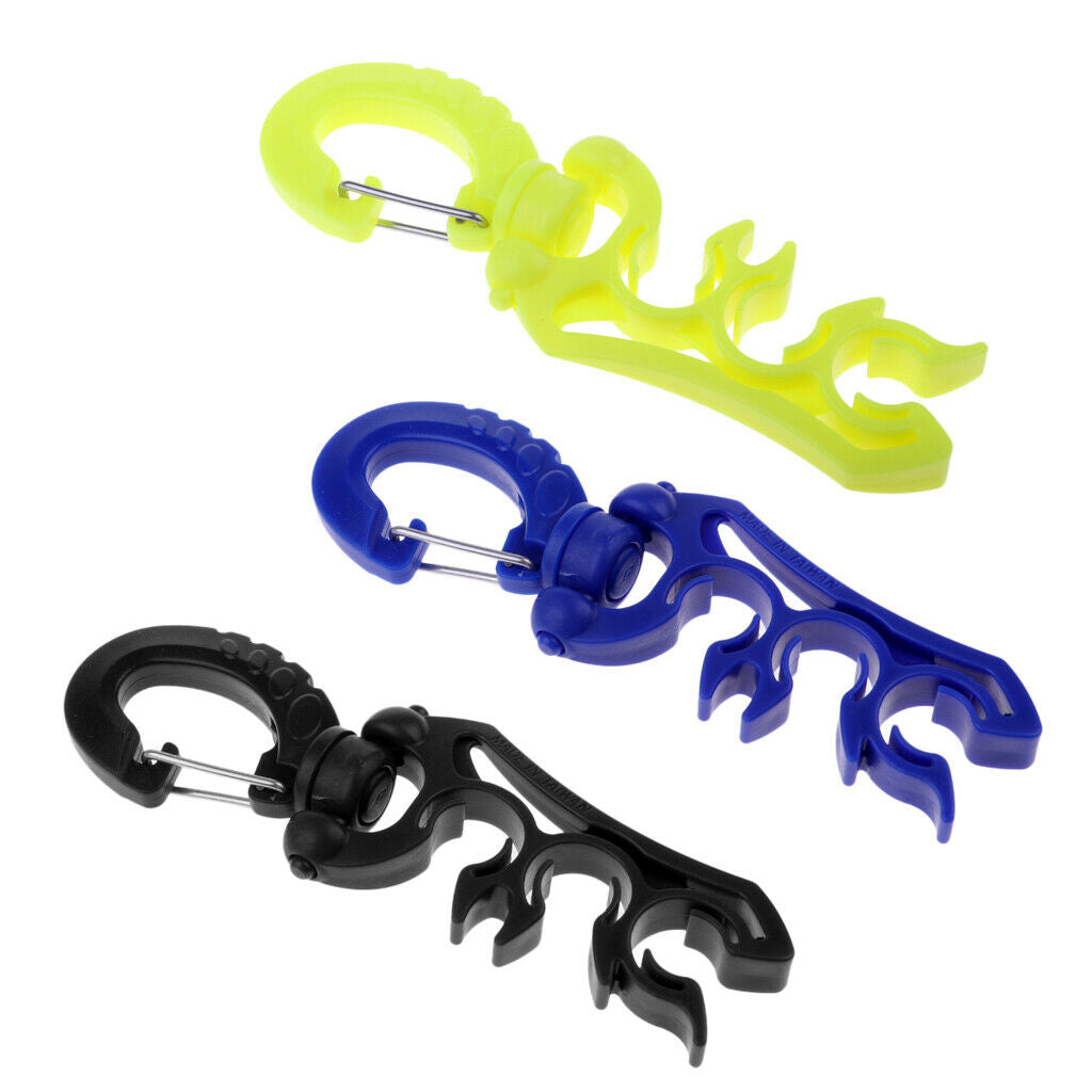 3Pcs Scuba Diving Triple 3 BCD Hose Holder Retainer & Folding Snap Equipment