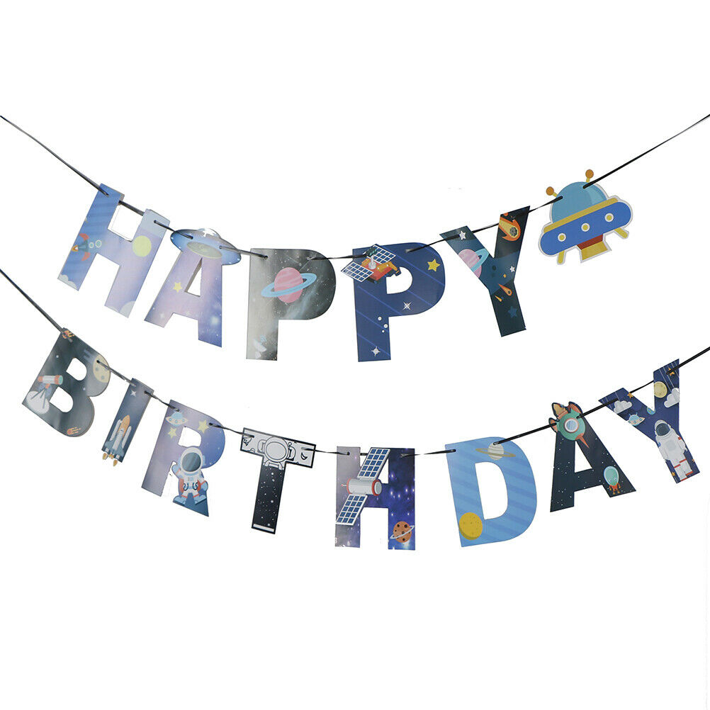 1set Solar System Outer Space Themed Birthday Party Decoration Paper Banne.J XC