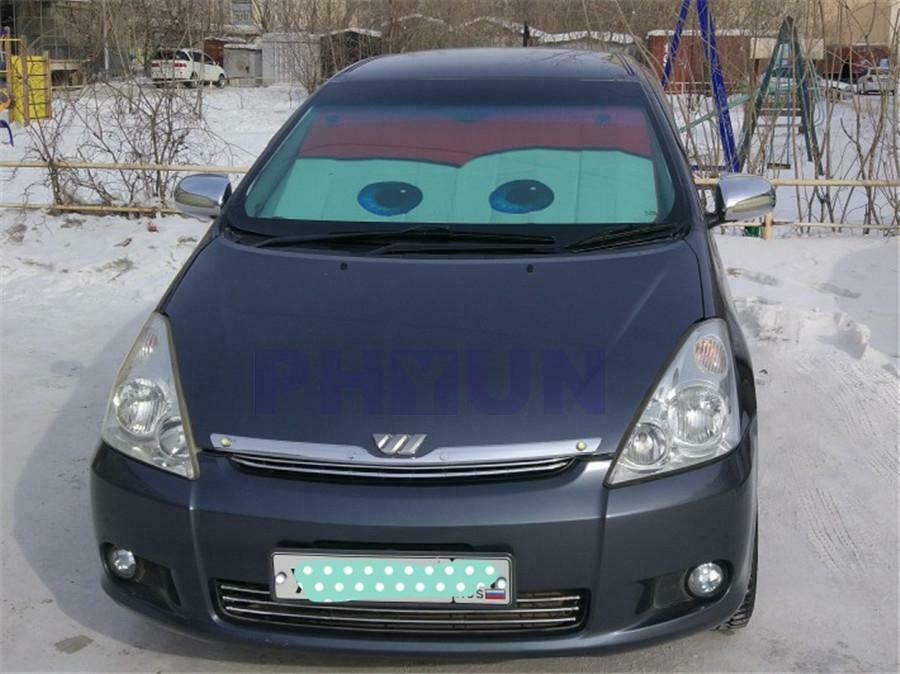 Blue Cartoon Big Eye Style Car Windscreen Cover Sun Visor Shade Anti-UV 130Ã—70CM