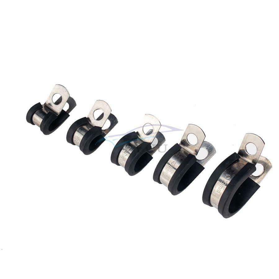 48PCS Universal1/4" 3/4" 3/8" Stainless Steel Cable Clamp Hose Rubber Gasket