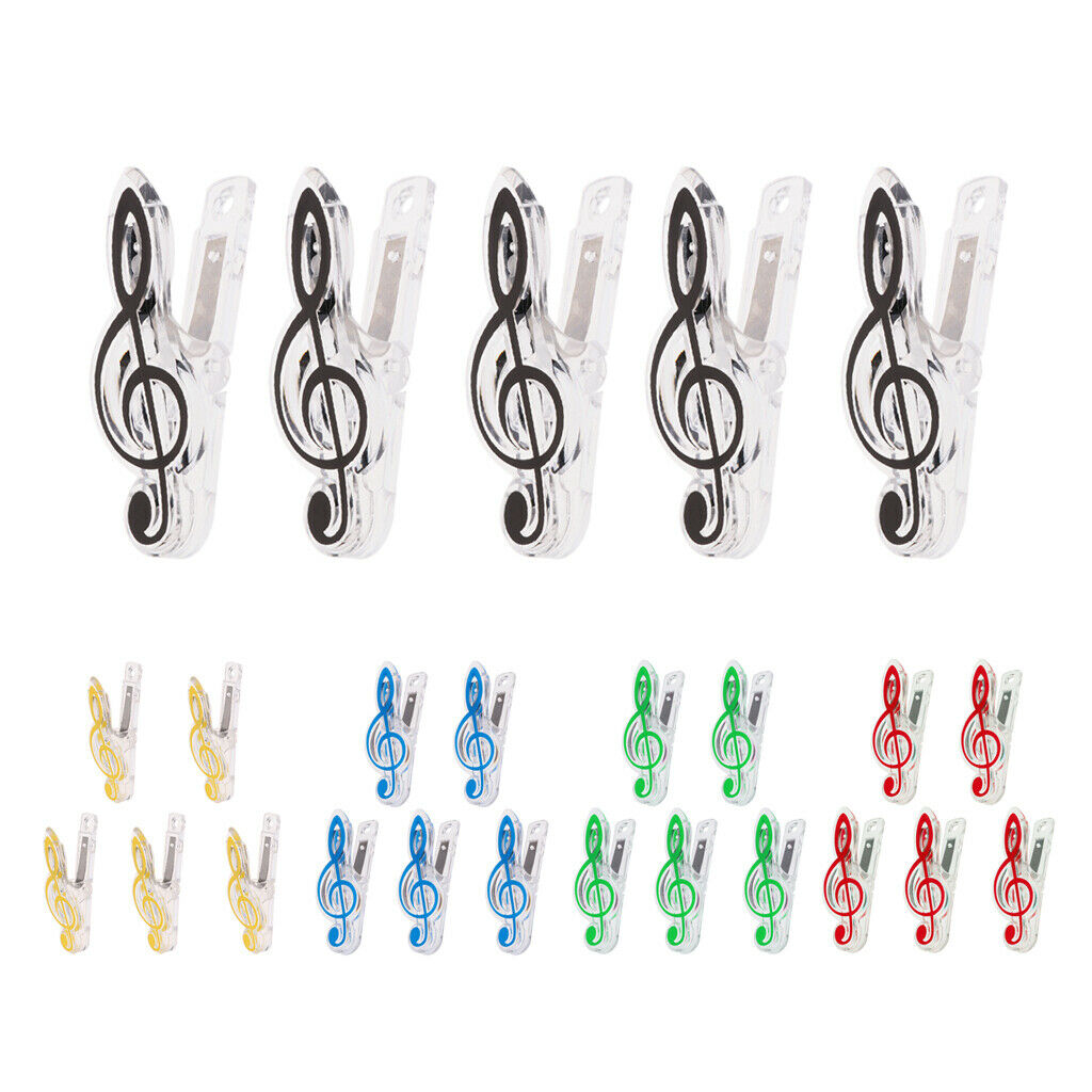 2X 5 Pieces Music Note Clip Music Book Page Plastic Music Stataionary Black