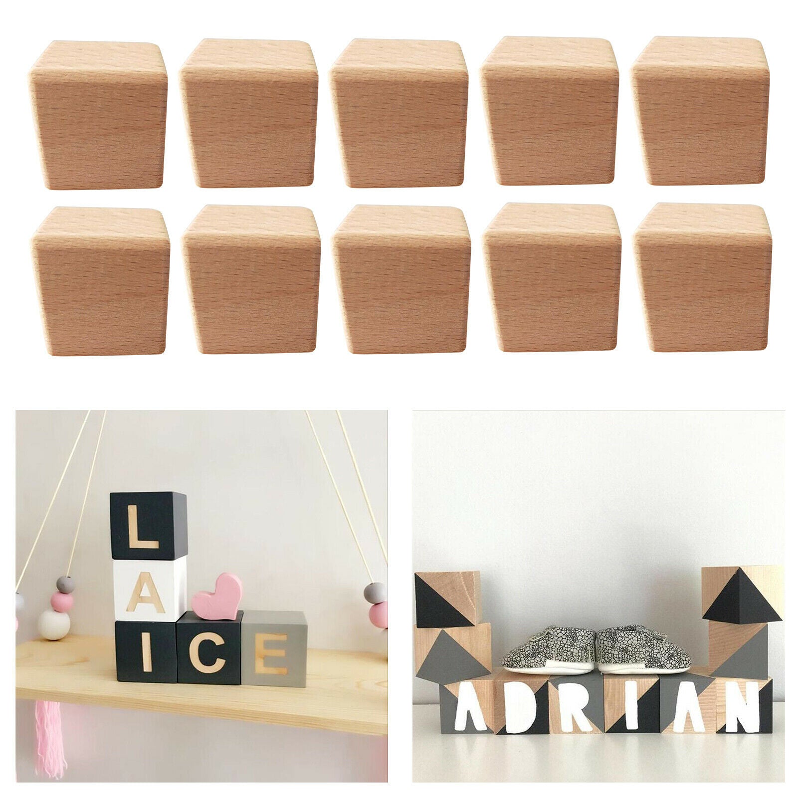 10pcs small wooden cubes blank, 2x2x2cm unfinished wood cubes for handicrafts,