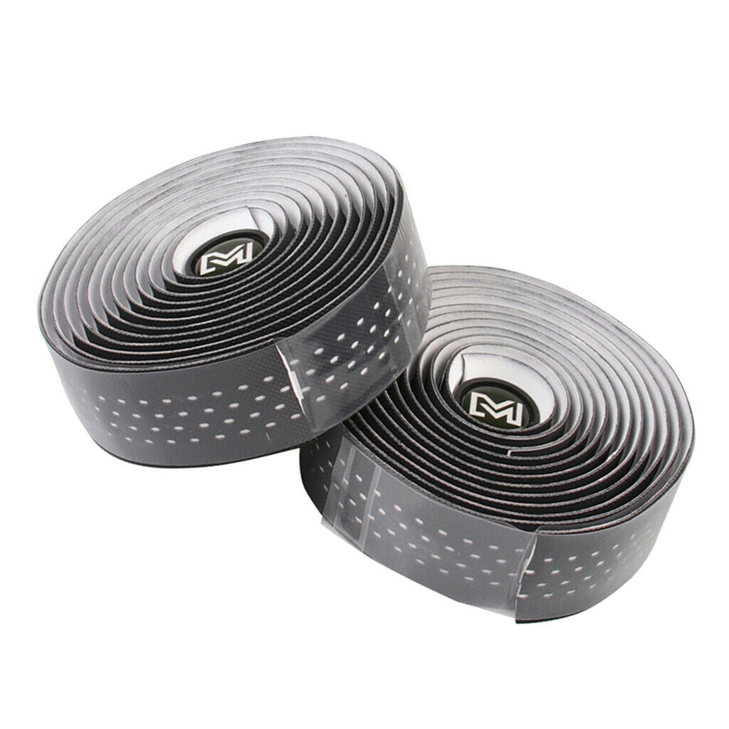 1 Pair Bicycle Handlebar Tape PU Leather Breathable Handle Bar Wrap White