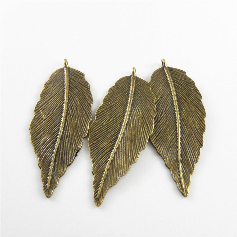 10pcs Antiqued Bronze Zinc Alloy Big Leaf Charms Pendant Crafts Jewelry Crafts