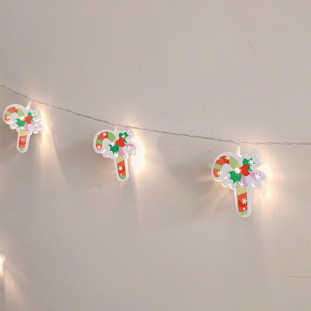 Christmas 20LEDs Decorative Metal String Lights Battery Operated Candy Canes 10"