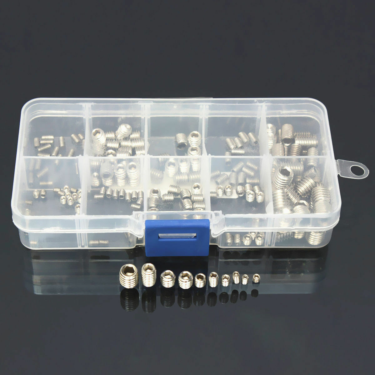 200PCS Stainless Steel Allen Head Socket Hex Set Grub Screw Assortment Cup Point