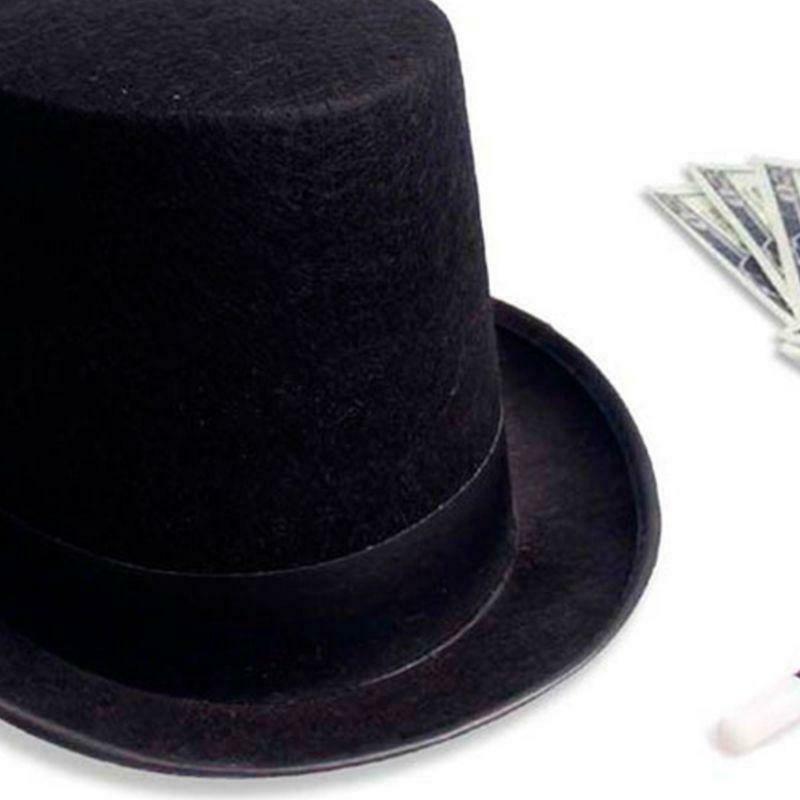 Men Women Retro Magician Black Jazz Cap Halloween Felt Top Hat DIY Steampunk