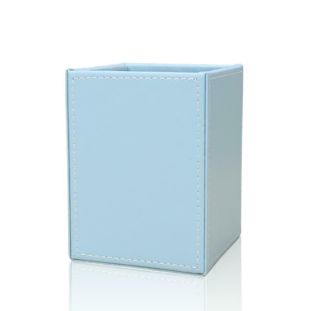 Blue Leather Pen Holder Kids Supplies Stationery Storage Box