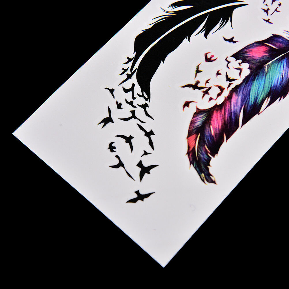 Large Feather Pattern Removable Waterproof Temporary Tattoo Body Arts StickeBDA