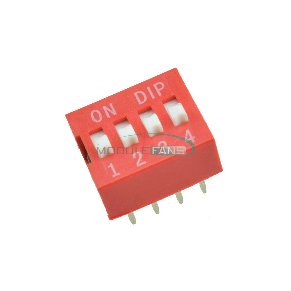 100pcs Red 2.54mm Pitch 4 PositionWay 4-Bit 4P Slide Type DIP Switch Module